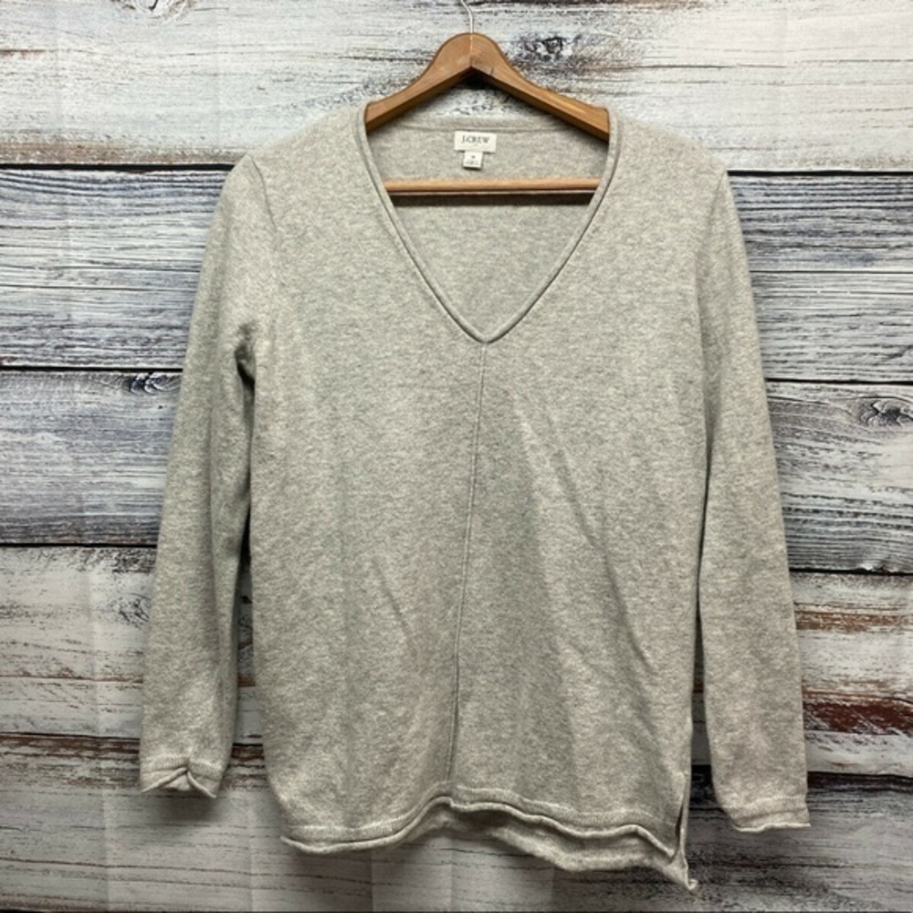✨J CREW V-Neck Pullover Sweater Knit Wool Blend Casual Modern Small Gray ✨